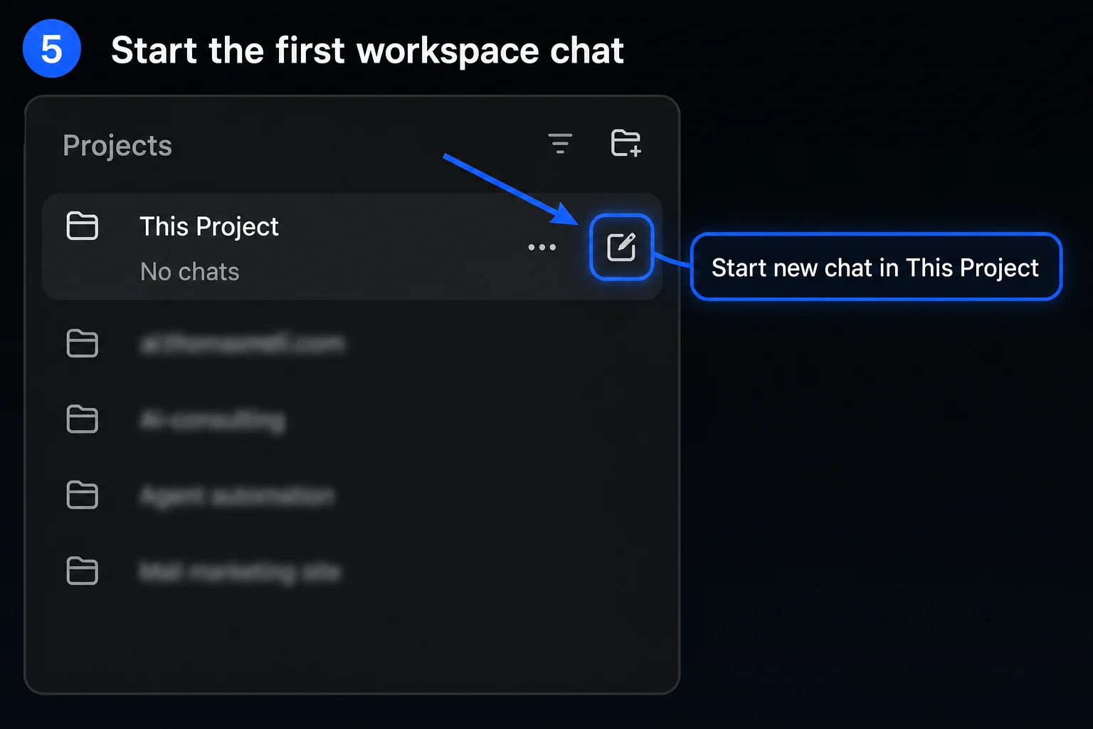An image-generated Codex Projects sidebar showing the new-chat control for the attached project folder.