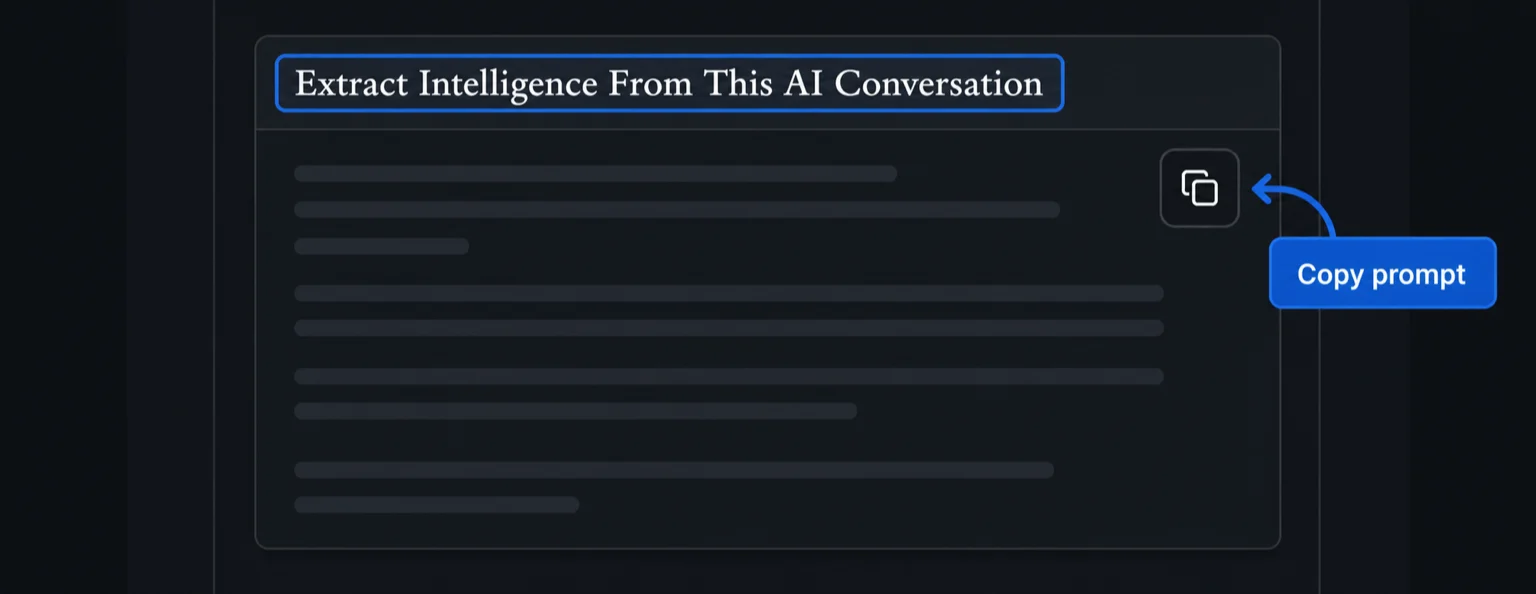 Annotated walkthrough prompt card with the extraction prompt title and copy button visible.