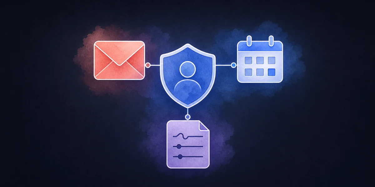 Email, calendar, and transcript sources connected through permission checks
