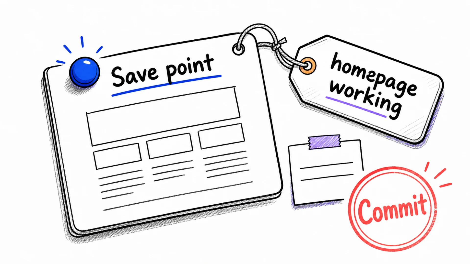One commit card carries a short message that identifies a working project version.