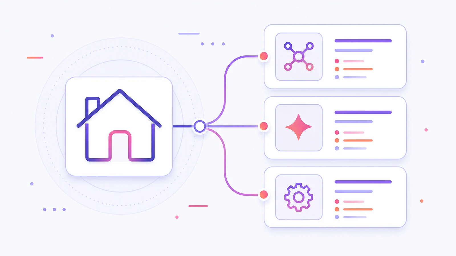A course-cover illustration of one central standards home feeding several generic AI tool panels.