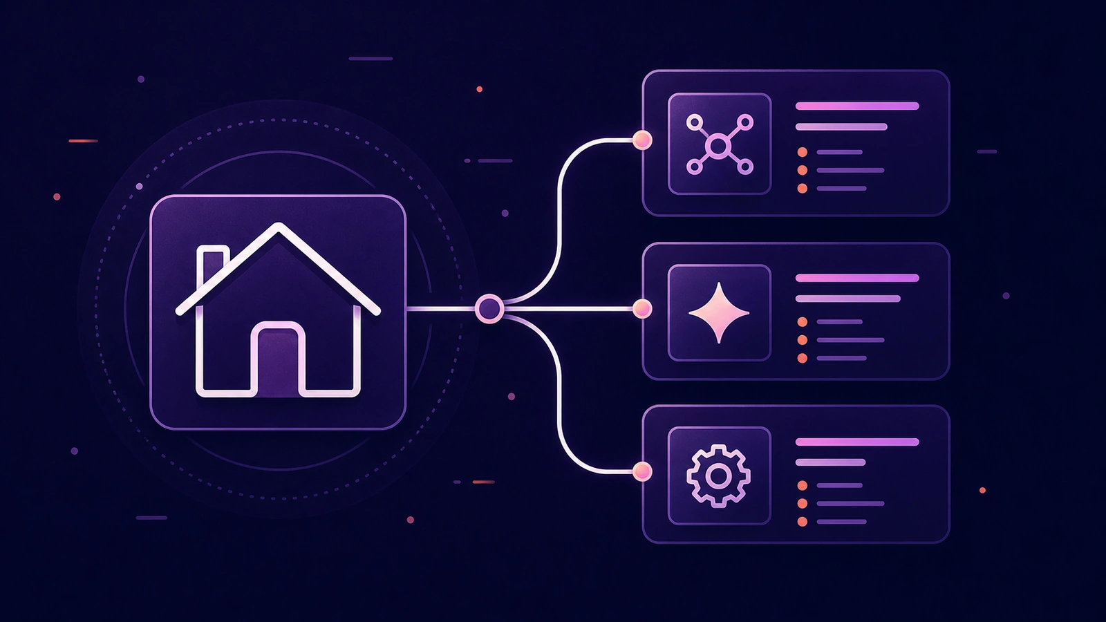 A course-cover illustration of one central standards home feeding several generic AI tool panels.